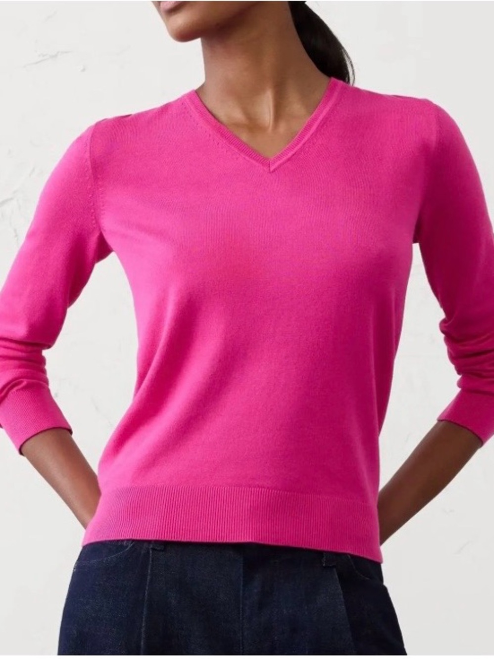 Banana Republic Hot Pink V-Neck Sweater